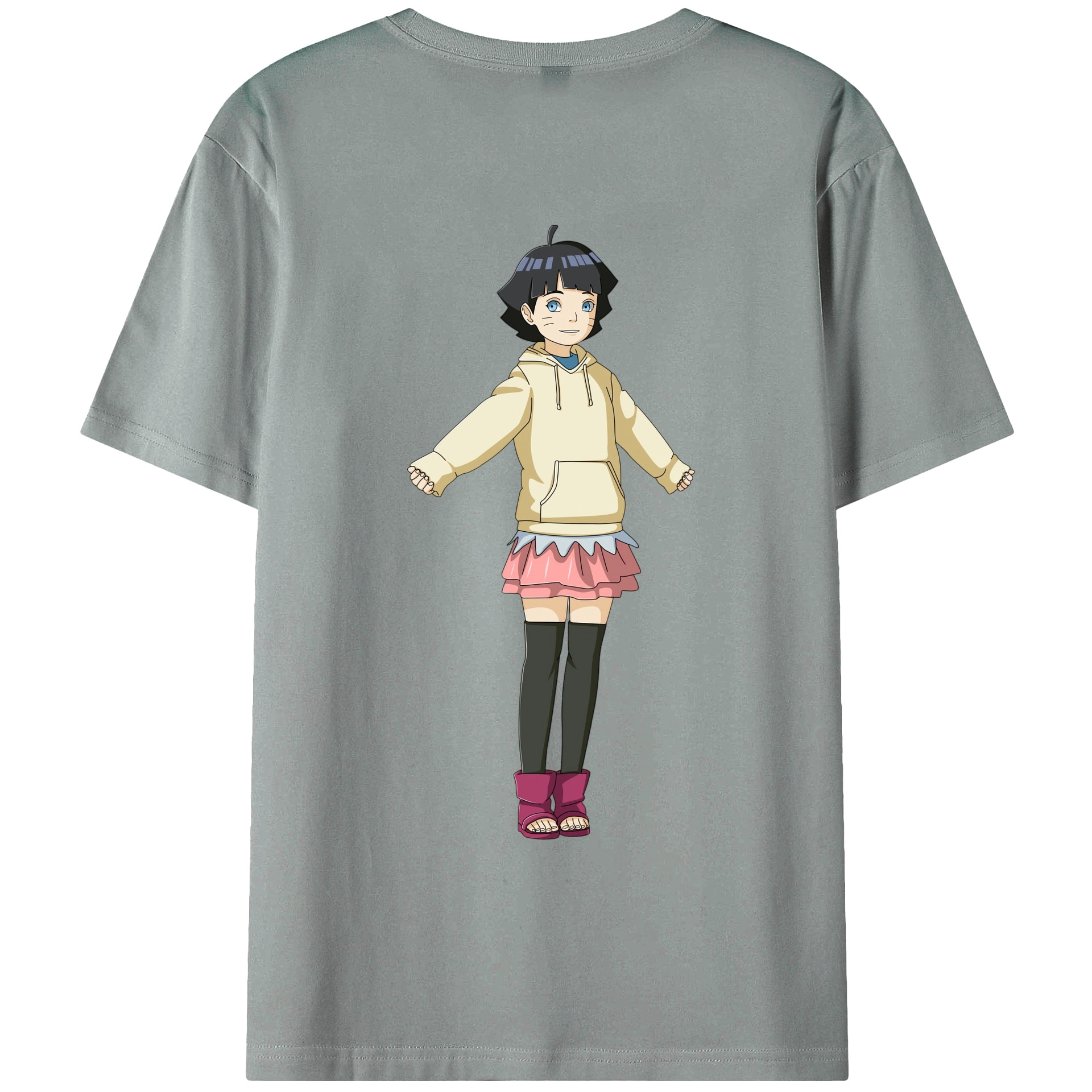 （画像用） NARUTO -ナルト- うずまき ヒマワリ Uzumaki Himawari 綿100％ メンズ半袖Tシャツ（バックプリント） 通気性